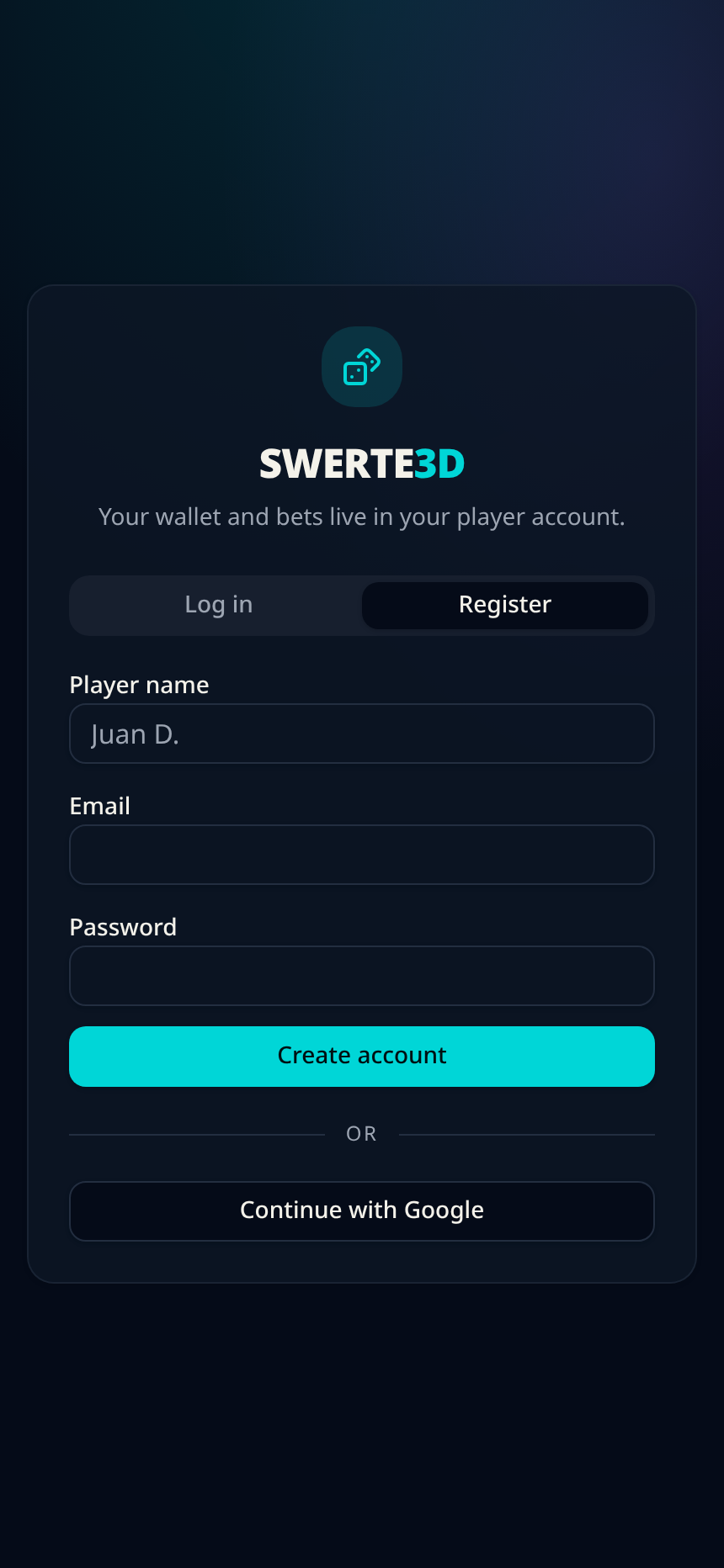 Player registration form